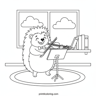 Happy Hedgehog's Musical Moment - free printable coloring page