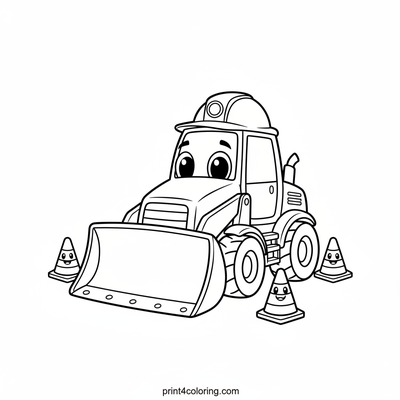 Buster the Friendly Bulldozer - free printable coloring page