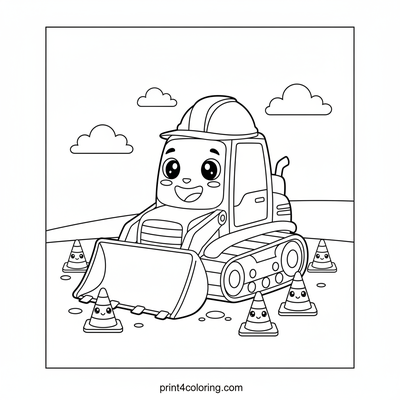 Happy Helper Bulldozer Fun - free printable coloring page