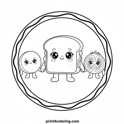 Smiling Sandwich Friends - free printable coloring page