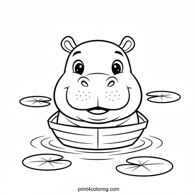 Happy Hippo's Lakeside Adventure - free printable coloring page