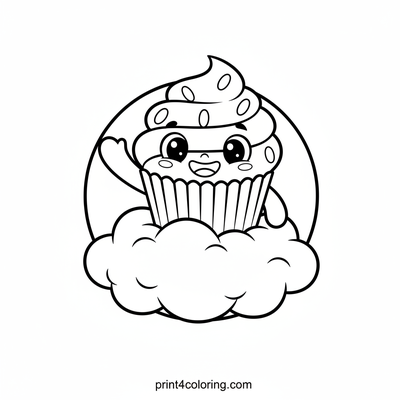 Happy Little Cupcake Friend - free printable coloring page