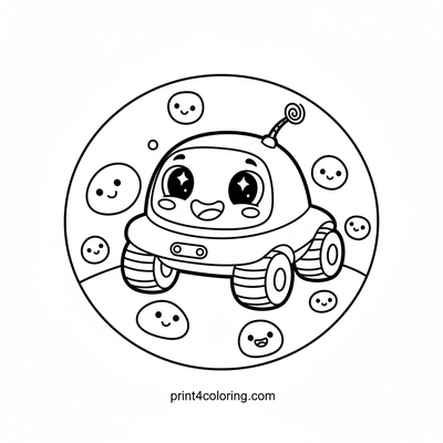 Happy Little Lunar Rover's Moon Adventure - free printable coloring page