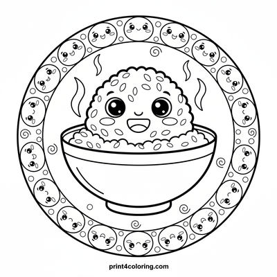 Happy Little Rice Grain's Peek-a-Boo Fun - free printable coloring page