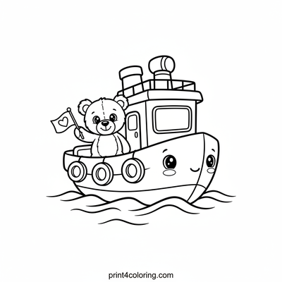 Happy Tugboat's Calm Sea Adventure - free printable coloring page