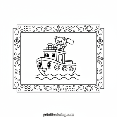 Friendly Tugboat's Wavy Adventure - free printable coloring page
