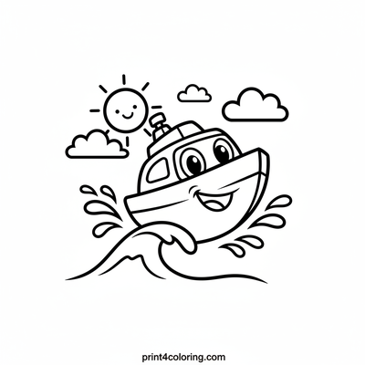 Happy Little Yacht's Sunny Sail - free printable coloring page