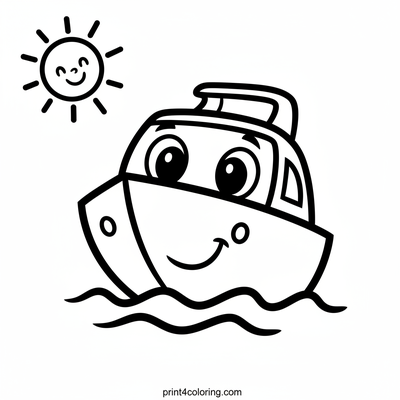 Happy Little Yacht Adventure - free printable coloring page