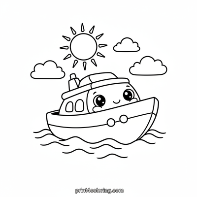 The Happy Little Yacht's Sunny Adventure - free printable coloring page