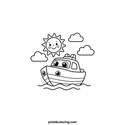 Happy Little Yacht's Sunny Sail - free printable coloring page