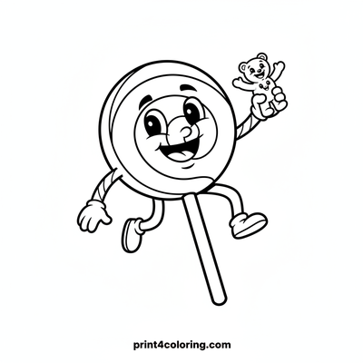 Sweet Hello from Lollipop & Gummy Bear - free printable coloring page