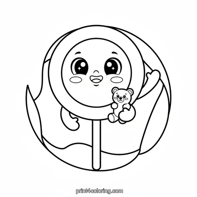 Sweet Hello from Lollipop & Gummy Bear - free printable coloring page
