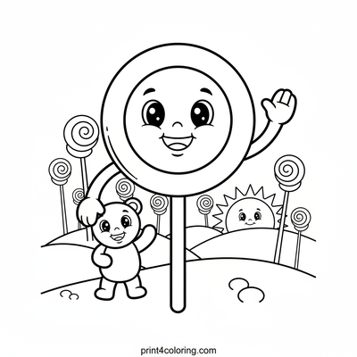 Sweet Friends: Lollipop & Gummy Bear Hello! - free printable coloring page