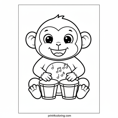 Bongo Beat Monkey Fun! - free printable coloring page