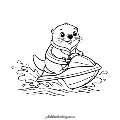 Otter-ly Awesome Jet Ski Adventure! - free printable coloring page
