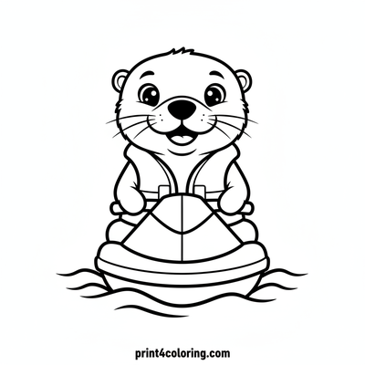 Happy Otter's Jet Ski Joyride - free printable coloring page