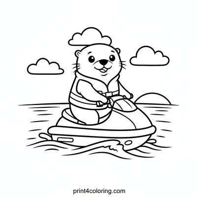 Otter's Awesome Jet Ski Adventure! - free printable coloring page