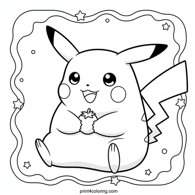 Pikachu's Sweet Berry Snack - free printable coloring page