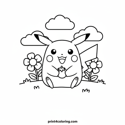 Pikachu's Sweet Berry Treat - free printable coloring page