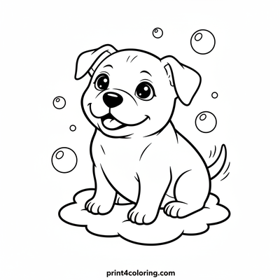 Wagging Tail Pitbull Puppy Fun - free printable coloring page