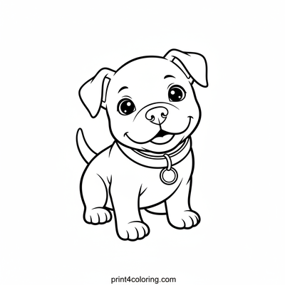 Happy Pitbull Puppy Playtime - free printable coloring page