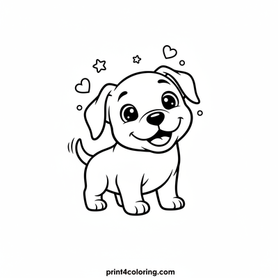Happy Puppy Playtime: A Smiling Pitbull Pup - free printable coloring page