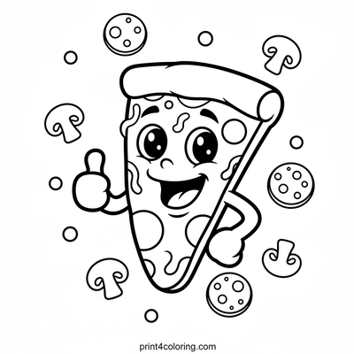 Happy Pizza Pal: Thumbs-Up Fun! - free printable coloring page