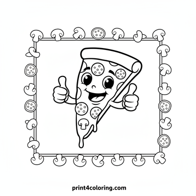 Smiling Pizza Pal's Cheerful Frame - free printable coloring page