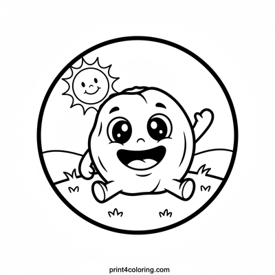 Happy Prune Pal Waving Hello - free printable coloring page