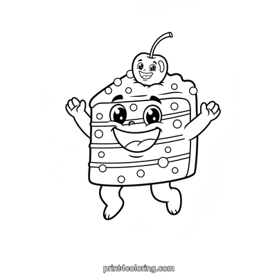 Joyful Rainbow Cake Slice - free printable coloring page