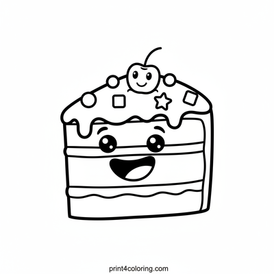 Happy Rainbow Cake Slice - free printable coloring page
