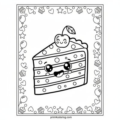 Sweetest Rainbow Cake Slice - free printable coloring page
