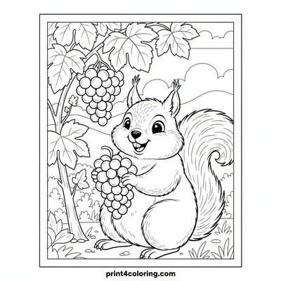 Happy Squirrel's Sweet Grape Harvest