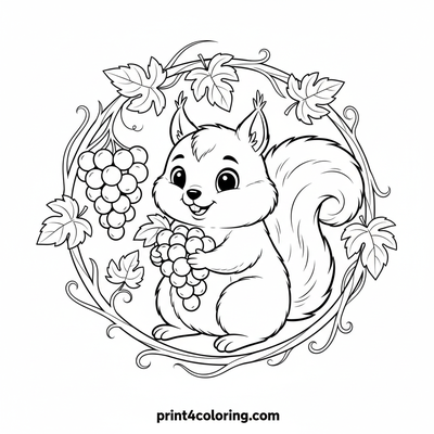 Smiling Squirrel's Sweet Grape Harvest