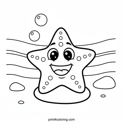 Happy Starfish's Ocean Smile - free printable coloring page