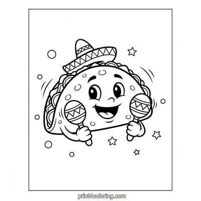 Happy Sombrero Taco! - free printable coloring page