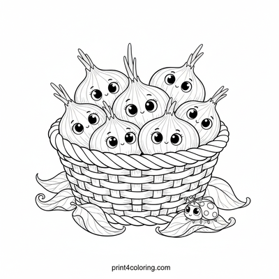 Cozy Harvest Onion Basket - free printable coloring page