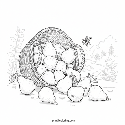 Bountiful Pear Harvest Basket - free printable coloring page
