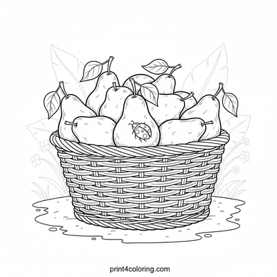 Rustic Pear Basket Bounty - free printable coloring page