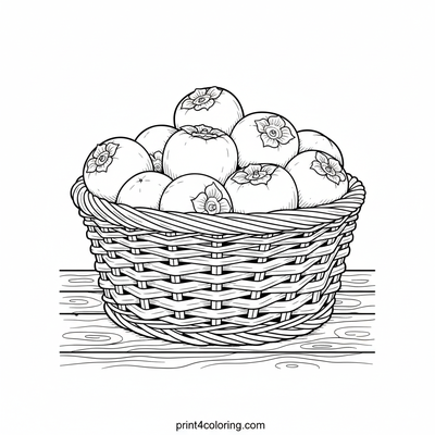 Golden Harvest Persimmon Basket - free printable coloring page