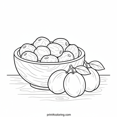 Cozy Harvest Plum & Prune Still Life - free printable coloring page