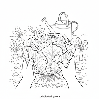 Butter Lettuce Bounty: A Garden Harvest - free printable coloring page