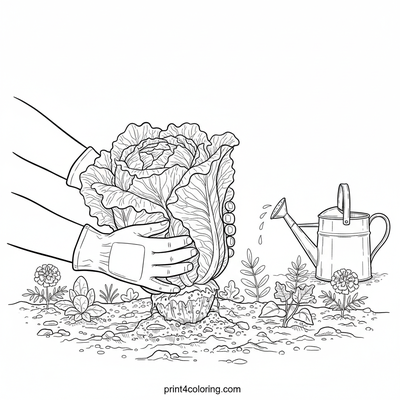 Bountiful Harvest: Pulling Fresh Lettuce