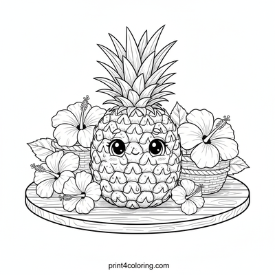 Cozy Pineapple Harvest Still Life - free printable coloring page