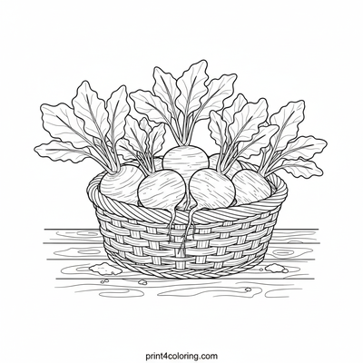 Harvest's Delight: Turnips in a Basket - free printable coloring page