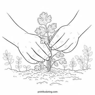 Little Gardener's Gentle Harvest: Fresh Cilantro - free printable coloring page
