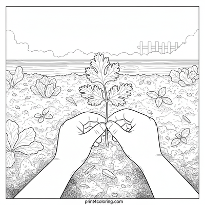 Gentle Hands, Fresh Cilantro Harvest - free printable coloring page