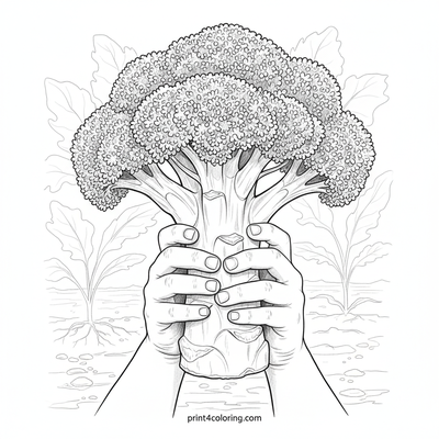 Garden's Reward: Fresh Broccoli Harvest - free printable coloring page