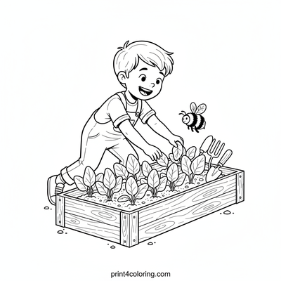 Little Gardener's Harvest - free printable coloring page