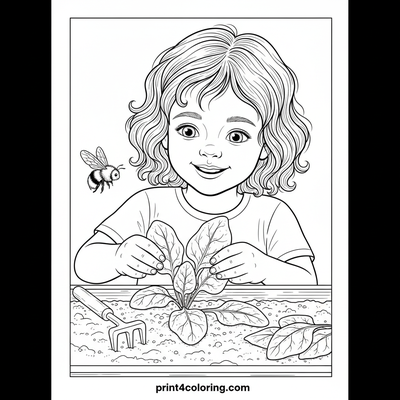 Little Gardener's Fresh Harvest - free printable coloring page